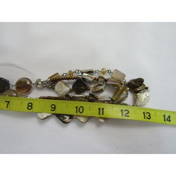 Silver Tone Bead 3 Tier Necklace 26" Boho Whimsigoth Chain Cottagecore Marble - Picture 4 of 4